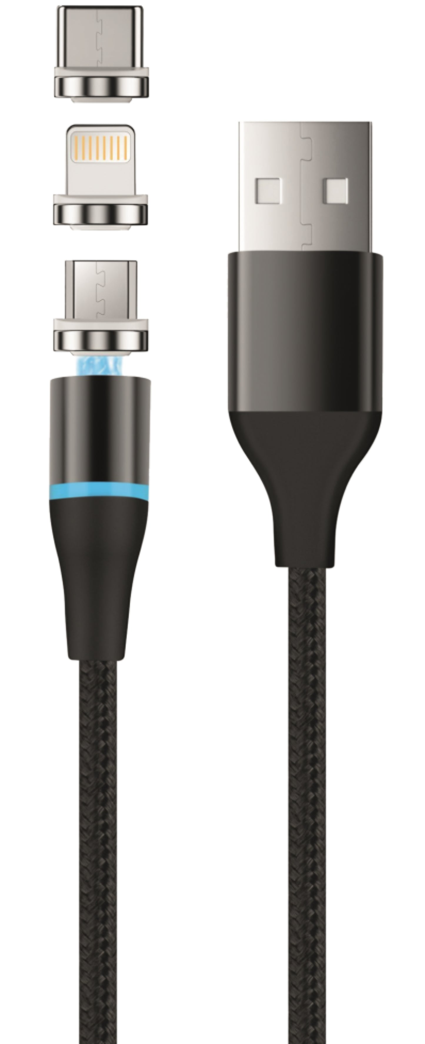 Καλώδιο Φόρτισης USB-A - Lightning / microUSB / USB-C Setty Magnetic DT 3in1, 12.5W, 1m, Μαύρο