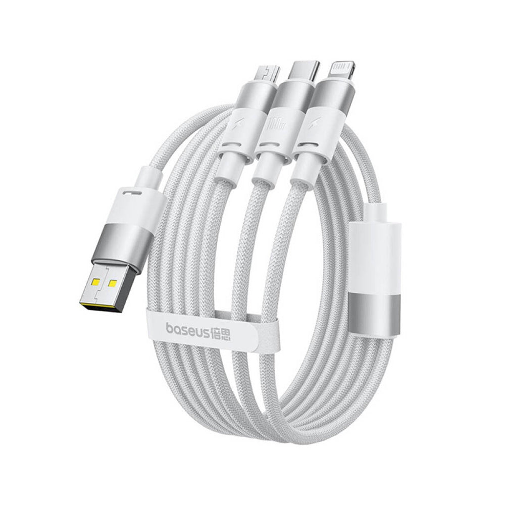 Καλώδιο Φόρτισης USB-A - Lightning / microUSB / USB-C Baseus StarSpeed, 100W, 1.5m, Λευκό P10319900211-00