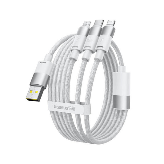 Καλώδιο Φόρτισης USB-A - Lightning / microUSB / USB-C Baseus StarSpeed, 100W, 1.5m, Λευκό P10319900211-00
