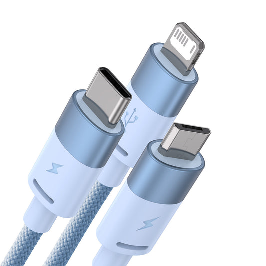 Καλώδιο Φόρτισης USB-A - Lightning / microUSB / USB-C Baseus StarSpeed 3in1, 20W, 1.2m, Μπλε CAXS000017