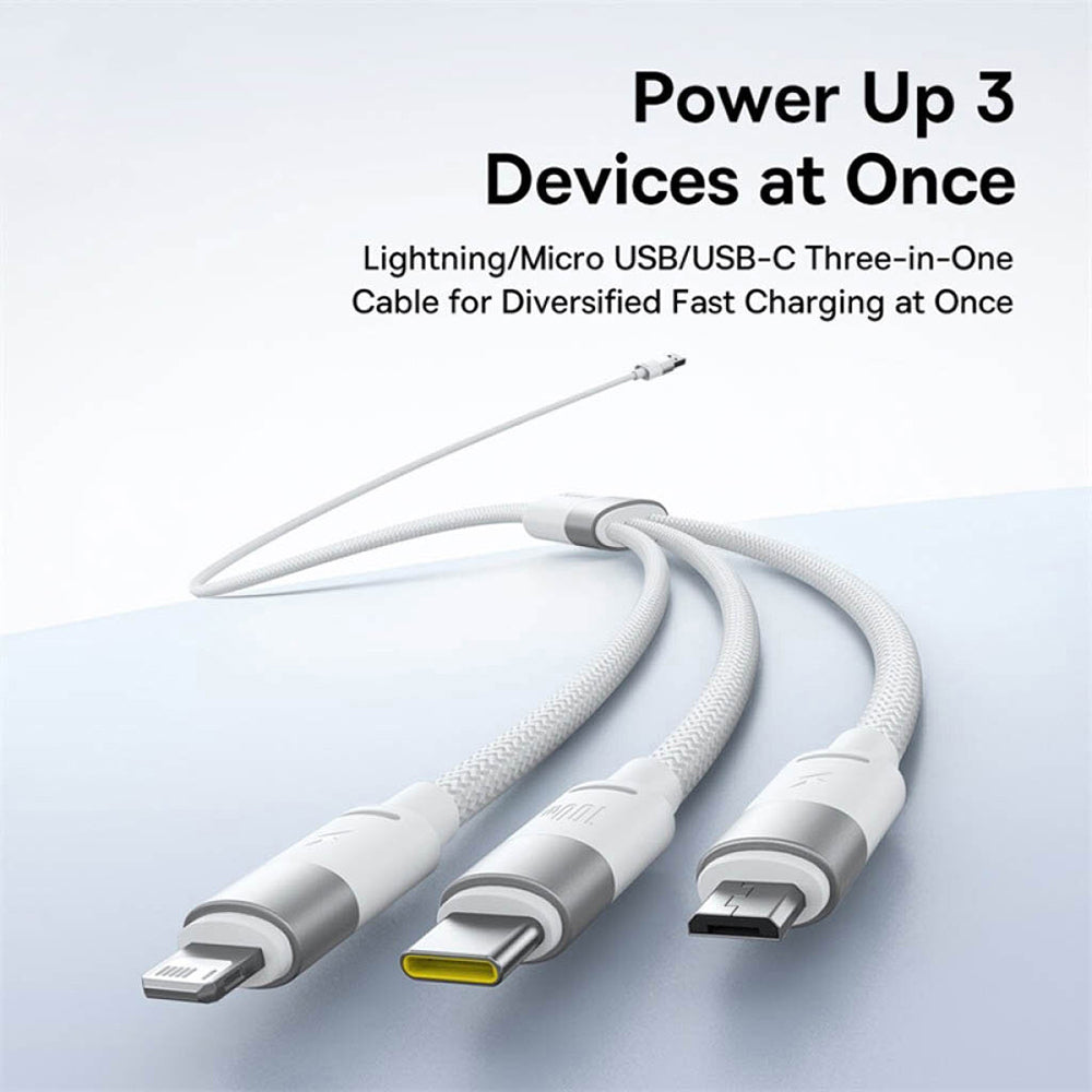 Καλώδιο Φόρτισης USB-A - Lightning / microUSB / USB-C Baseus StarSpeed, 100W, 1.5m, Λευκό P10319900211-00