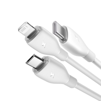 Καλώδιο Φόρτισης USB-A - Lightning / microUSB / USB-C Baseus Ultra Fast 3in1, 18W, 1.3m, Λευκό P10376303211-00