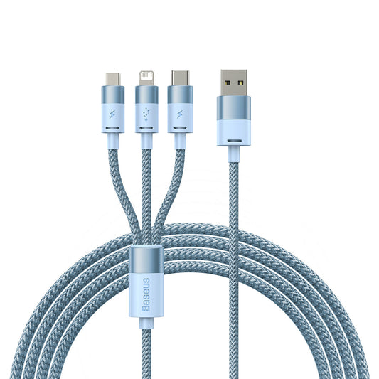 Καλώδιο Φόρτισης USB-A - Lightning / microUSB / USB-C Baseus StarSpeed 3in1, 20W, 1.2m, Μπλε CAXS000017