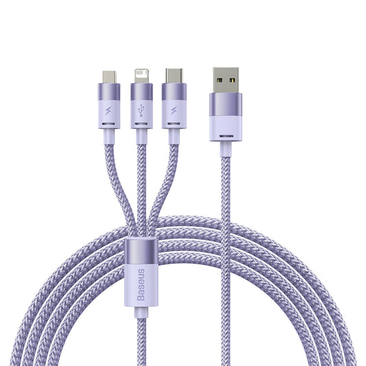 Καλώδιο Φόρτισης USB-A - Lightning / microUSB / USB-C Baseus StarSpeed 3in1, 20W, 1.2m, Μωβ CAXS000005
