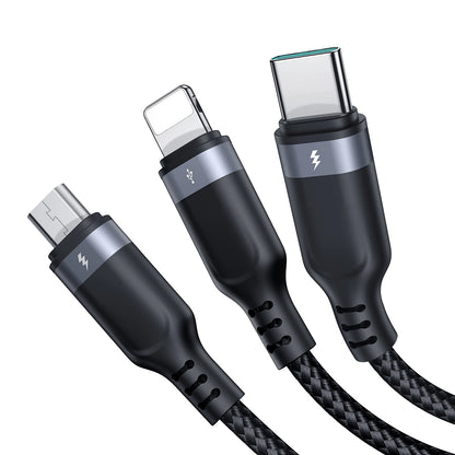 Καλώδιο Φόρτισης USB-A - Lightning / microUSB / USB-C Joyroom S-A18 3σε1, 20W, 0.3m, Μαύρο