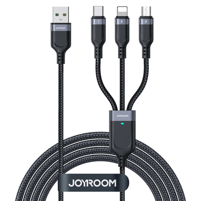Καλώδιο Φόρτισης USB-A - Lightning / microUSB / USB-C Joyroom S-A18 3σε1, 20W, 0.3m, Μαύρο