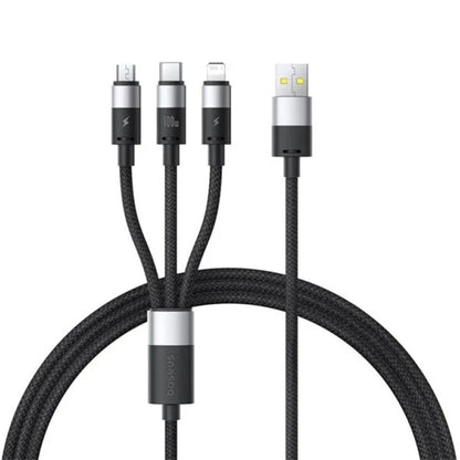 Καλώδιο Φόρτισης USB-A - Lightning / microUSB / USB-C Baseus StarSpeed 3in1, 100W, 1.5m, Μαύρο P10319900111-01