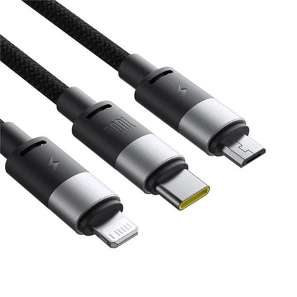 Καλώδιο Φόρτισης USB-A - Lightning / microUSB / USB-C Baseus StarSpeed 3in1, 100W, 1.5m, Μαύρο P10319900111-01