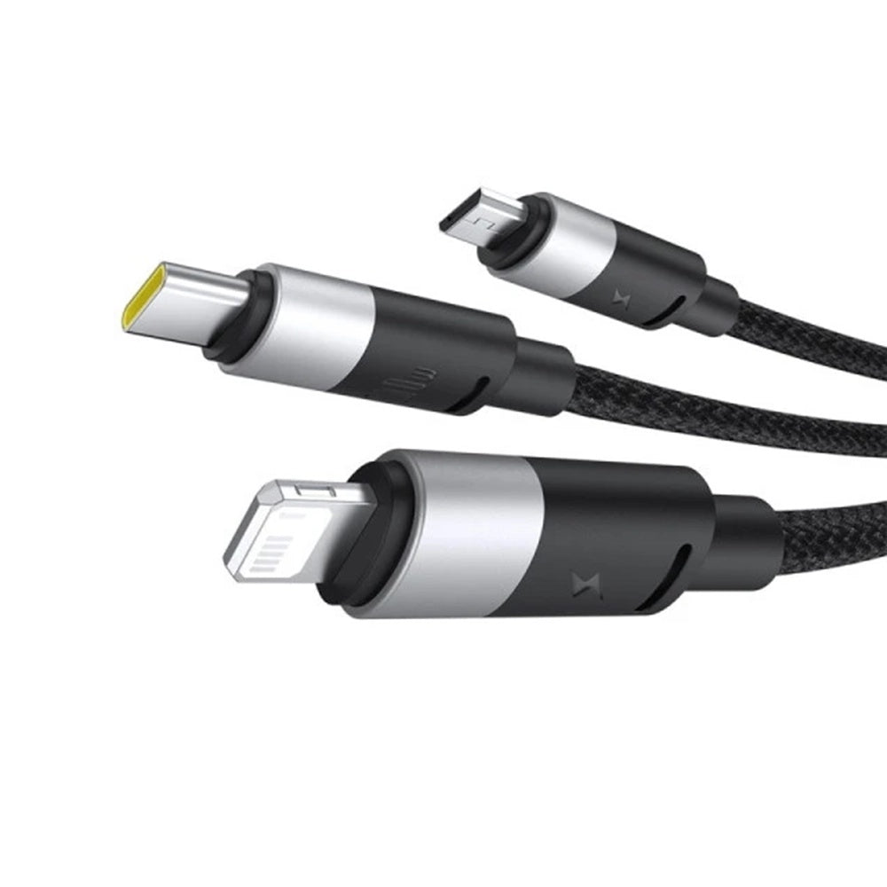 Καλώδιο Φόρτισης USB-A - Lightning / microUSB / USB-C Baseus StarSpeed 3in1, 100W, 1.5m, Μαύρο P10319900111-01
