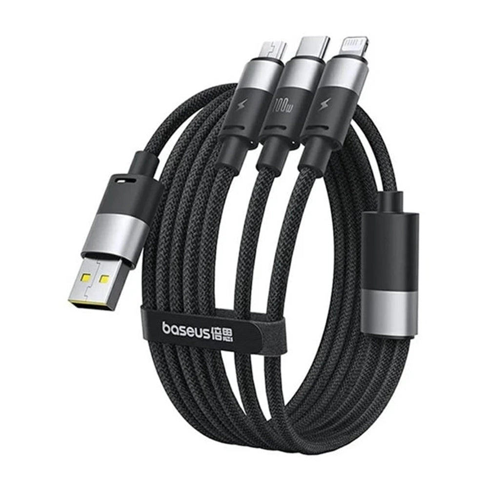 Καλώδιο Φόρτισης USB-A - Lightning / microUSB / USB-C Baseus StarSpeed 3in1, 100W, 1.5m, Μαύρο P10319900111-01