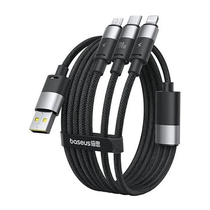 Καλώδιο Φόρτισης USB-A - Lightning / microUSB / USB-C Baseus StarSpeed 3in1, 100W, 1.5m, Μαύρο P10319900111-01