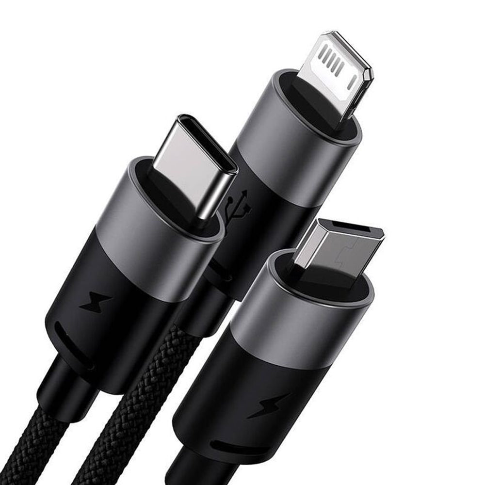 Καλώδιο Φόρτισης USB-A - Lightning / microUSB / USB-C Baseus StarSpeed 3in1, 100W, 1.5m, Μαύρο P10319900111-01