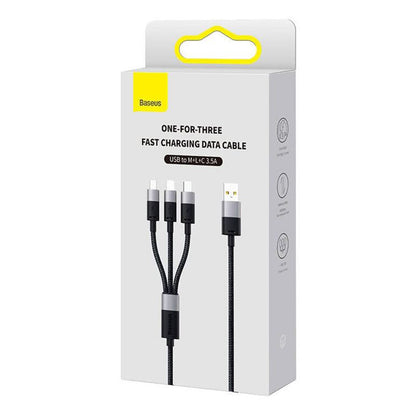 Καλώδιο Φόρτισης USB-A - Lightning / microUSB / USB-C Baseus StarSpeed 3in1, 100W, 1.5m, Μαύρο P10319900111-01