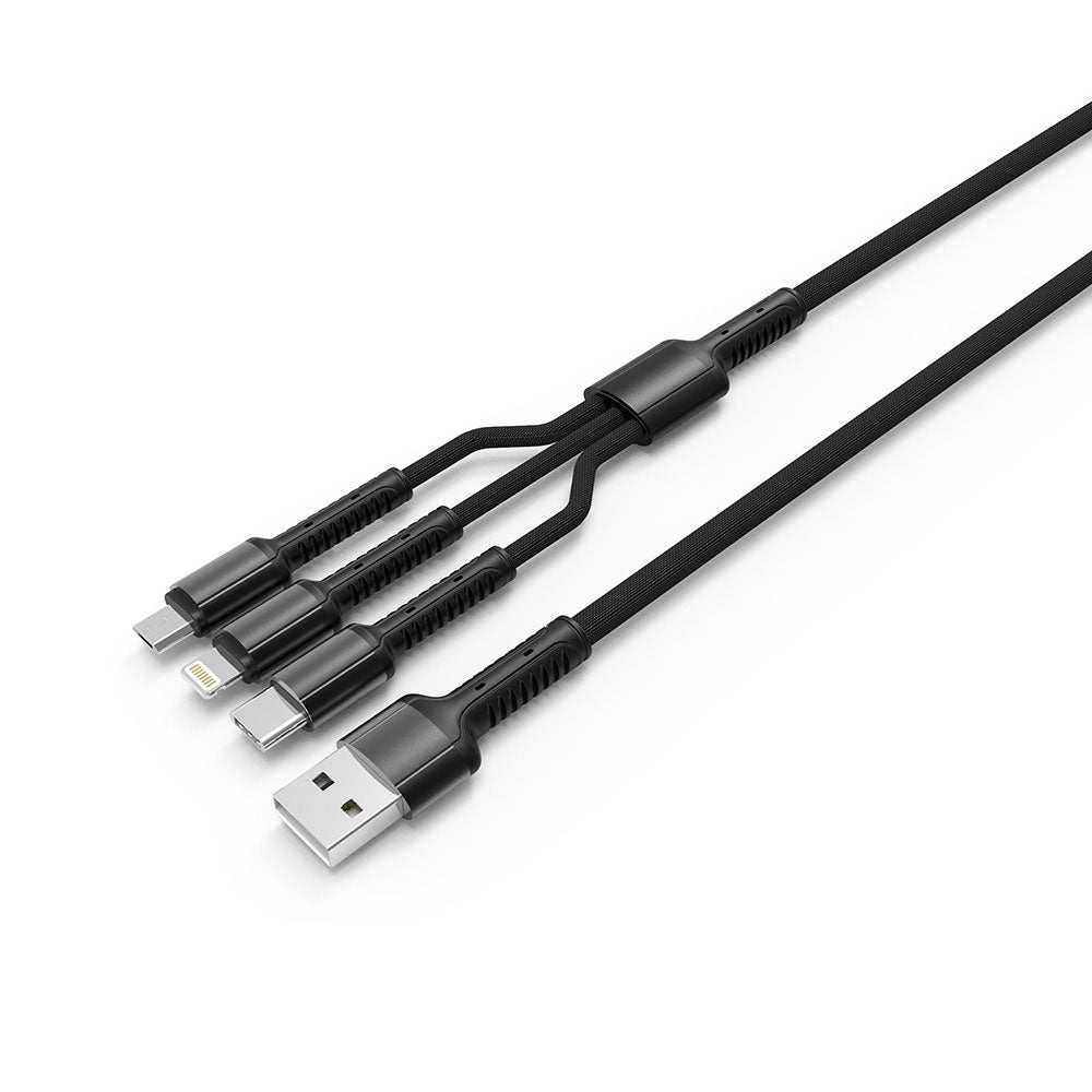 Καλώδιο Φόρτισης USB-A - Lightning / microUSB / USB-C ColorWay CW-CBU3003, 20W, 1.2m, Γκρι