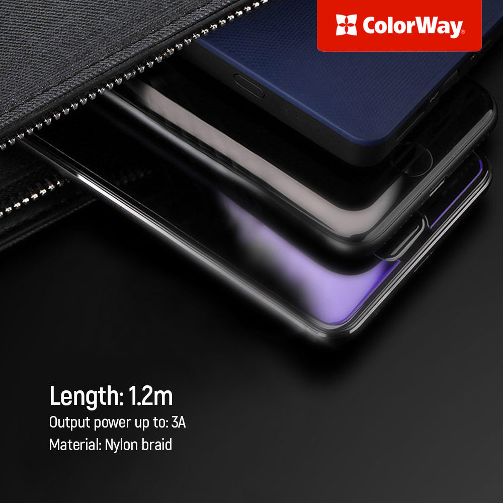 Καλώδιο Φόρτισης USB-A - Lightning / microUSB / USB-C ColorWay CW-CBU3003, 20W, 1.2m, Γκρι