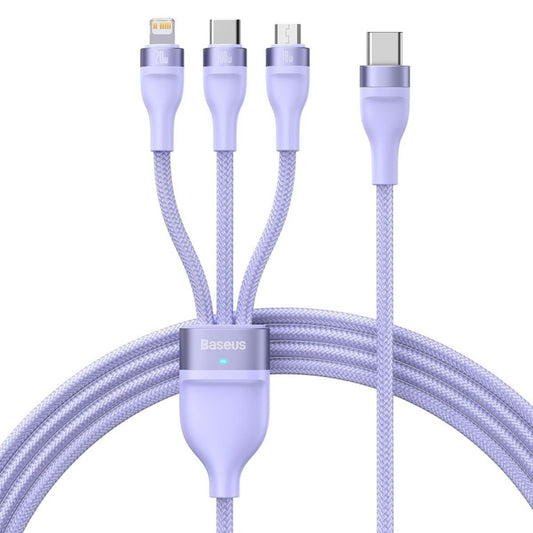Καλώδιο Φόρτισης USB-C - Lightning / microUSB / USB-C Baseus Flash Series II 3in1, 100W, 1.5m, Μωβ CASS030205