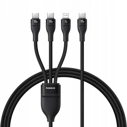 USB-C Charging Cable - Lightning / 2 x USB-C Baseus Flash Series III 3in1, 100W, 1.5m, Black, Resealed P10377502111-00