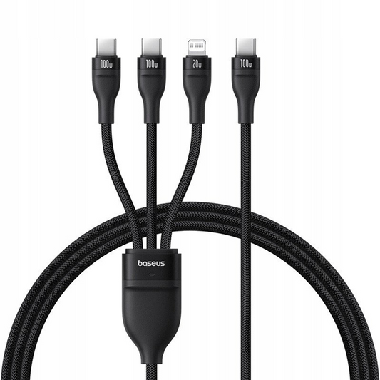 Καλώδιο Φόρτισης USB-C - Lightning / 2 x USB-C Baseus Flash Series III 3in1, 100W, 1.5m, Μαύρο, Επανασφραγισμένο P10377502111-00