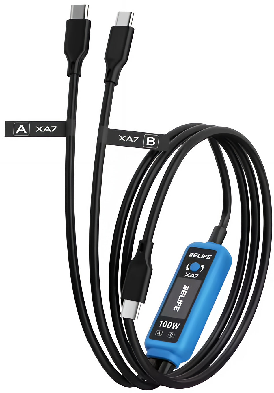 Καλώδιο Φόρτισης USB-C - 2 x USB-C Relife XA7 Display, 100W, 1.33m, Μαύρο