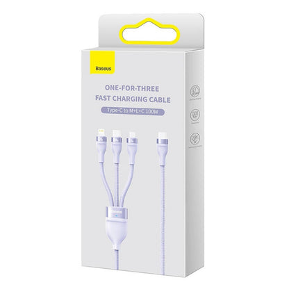 Καλώδιο Φόρτισης USB-C - Lightning / microUSB / USB-C Baseus Flash Series II 3in1, 100W, 1.5m, Μωβ CASS030205