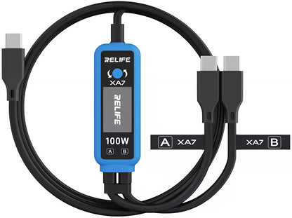Καλώδιο Φόρτισης USB-C - 2 x USB-C Relife XA7 Display, 100W, 1.33m, Μαύρο