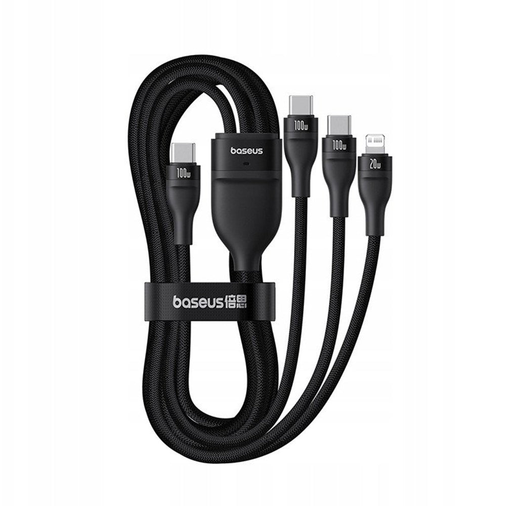 Καλώδιο Φόρτισης USB-C - Lightning / 2 x USB-C Baseus Flash Series III 3in1, 100W, 1.5m, Μαύρο P10377502111-00