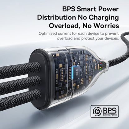 Καλώδιο Φόρτισης USB-C - 3 x USB-C Baseus Flash Series III 3in1, 100W, 1.5m, Μαύρο P10377503111-00