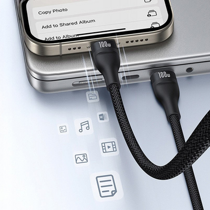 USB-C Charging Cable - Lightning / 2 x USB-C Baseus Flash Series III 3in1, 100W, 1.5m, Black, Resealed P10377502111-00