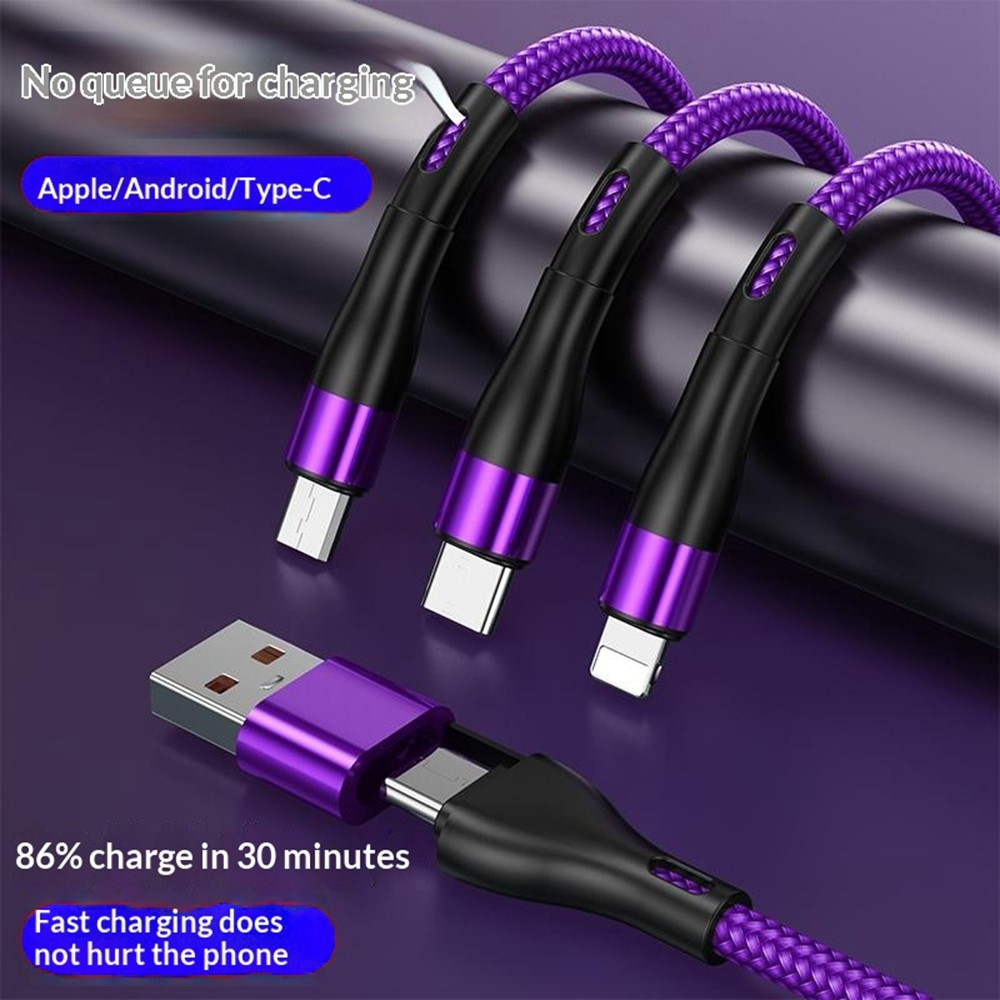 Καλώδιο Φόρτισης USB-C / USB-A - Lightning / microUSB / USB-C OEM B6, 100W, 1.2m, Μαύρο