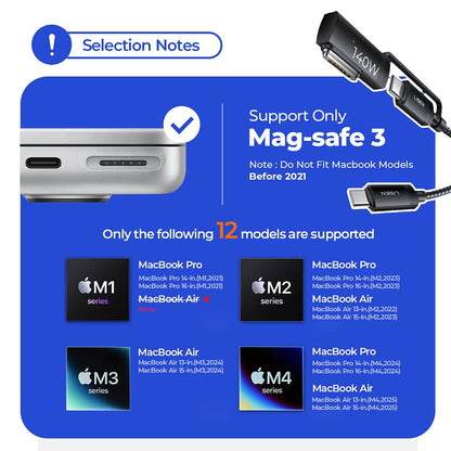 Καλώδιο Φόρτισης USB-C - USB-C / MagSafe 3 Lisen, 140W, 2μ, Γκρι YL0124070021