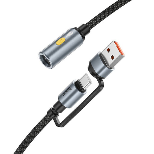 Ηλεκτρικό Αναπτήρα HOCO UA38B, USB-C / USB-A, 0.3m, Μαύρο