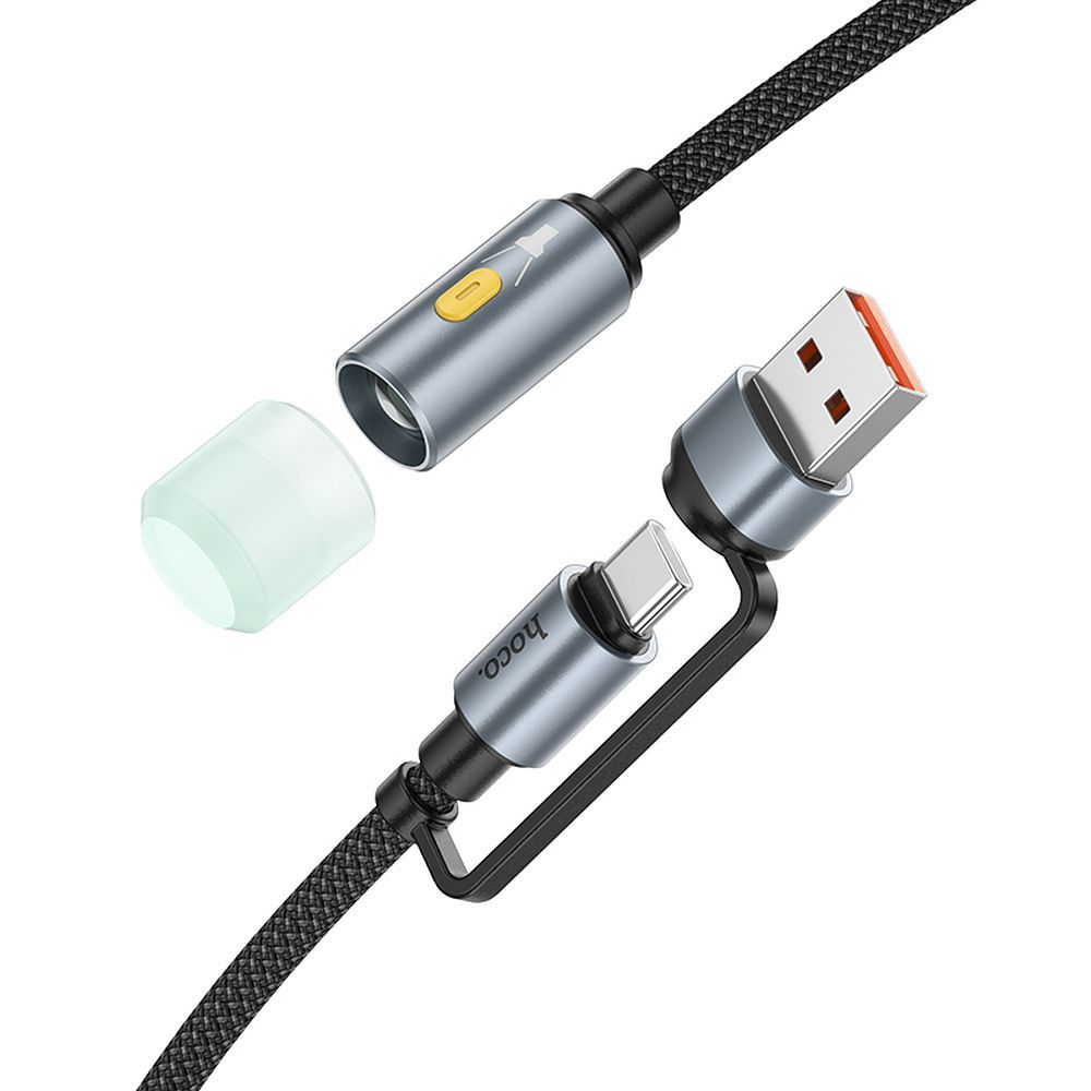 Καλώδιο Led HOCO UA38C, USB-C / USB-A, 0.3m, Μαύρο