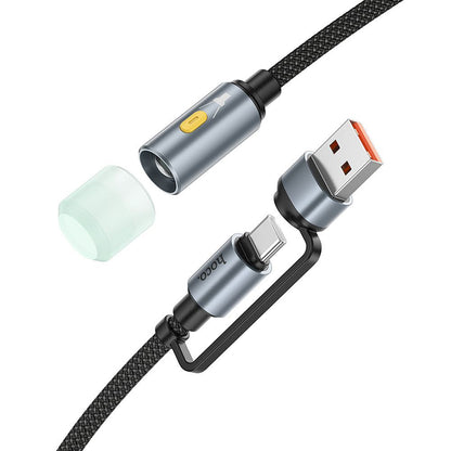 Καλώδιο Led HOCO UA38C, USB-C / USB-A, 0.3m, Μαύρο