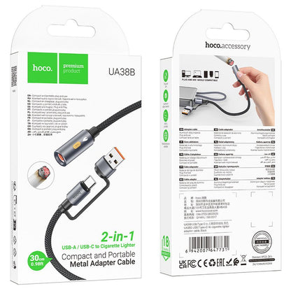 Ηλεκτρικό Αναπτήρα HOCO UA38B, USB-C / USB-A, 0.3m, Μαύρο