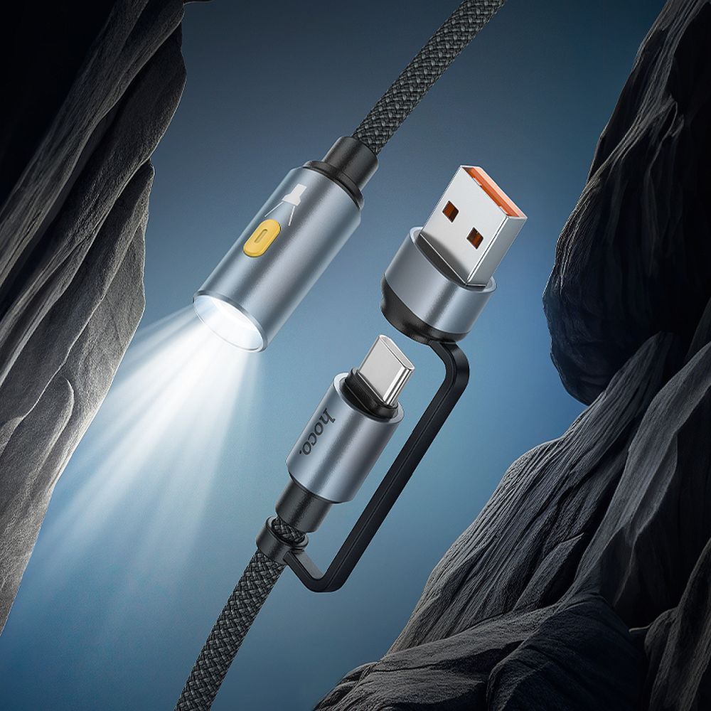 Καλώδιο Led HOCO UA38C, USB-C / USB-A, 0.3m, Μαύρο