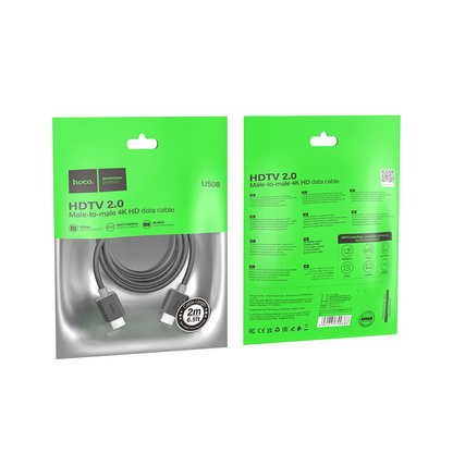 HOCO US08 Video Cable, HDMI - HDMI, 4K, 2m, Black