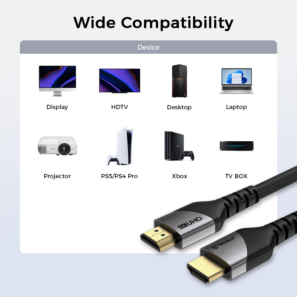 Καλώδιο Βίντεο Techsuit NexusVision Pro CX3, HDMI - HDMI, 8K, 2μ, Γκρι