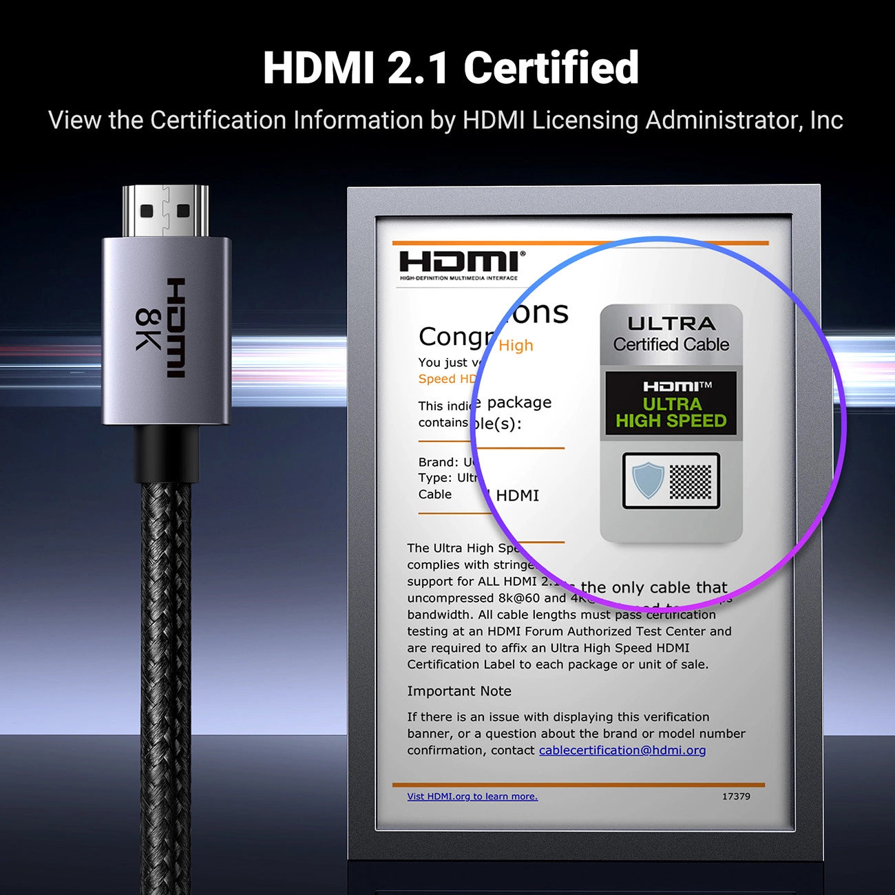 Καλώδιο Βίντεο UGREEN HD171, HDMI - HDMI, 8K, 3m, Μαύρο