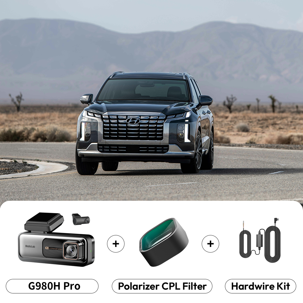 Botslab G980H Pro Front and Rear Car Camera, 4K, Wi-Fi, GPS, 2.45-inch Display