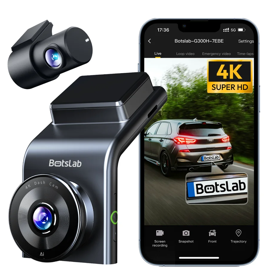 Κάμερα Αυτοκινήτου Εμπρός Πίσω Botslab G300H Plus, 4K, Wi-Fi, GPS, Οθόνη 2.4 ιντσών