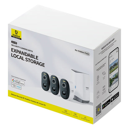 Κάμερα Παρακολούθησης Baseus N1, Wi-Fi, 2K, IP67, Εξωτερική, Σετ 3 τεμαχίων, Λευκή S0TW022131