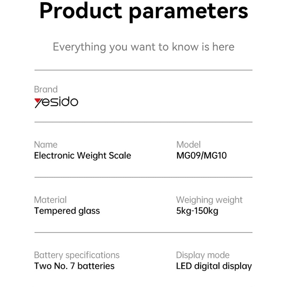 Ψηφιακή Ζυγαριά Yesido MG09, Μαύρη