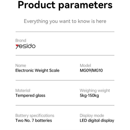 Ψηφιακή Ζυγαριά Yesido MG09, Μαύρη
