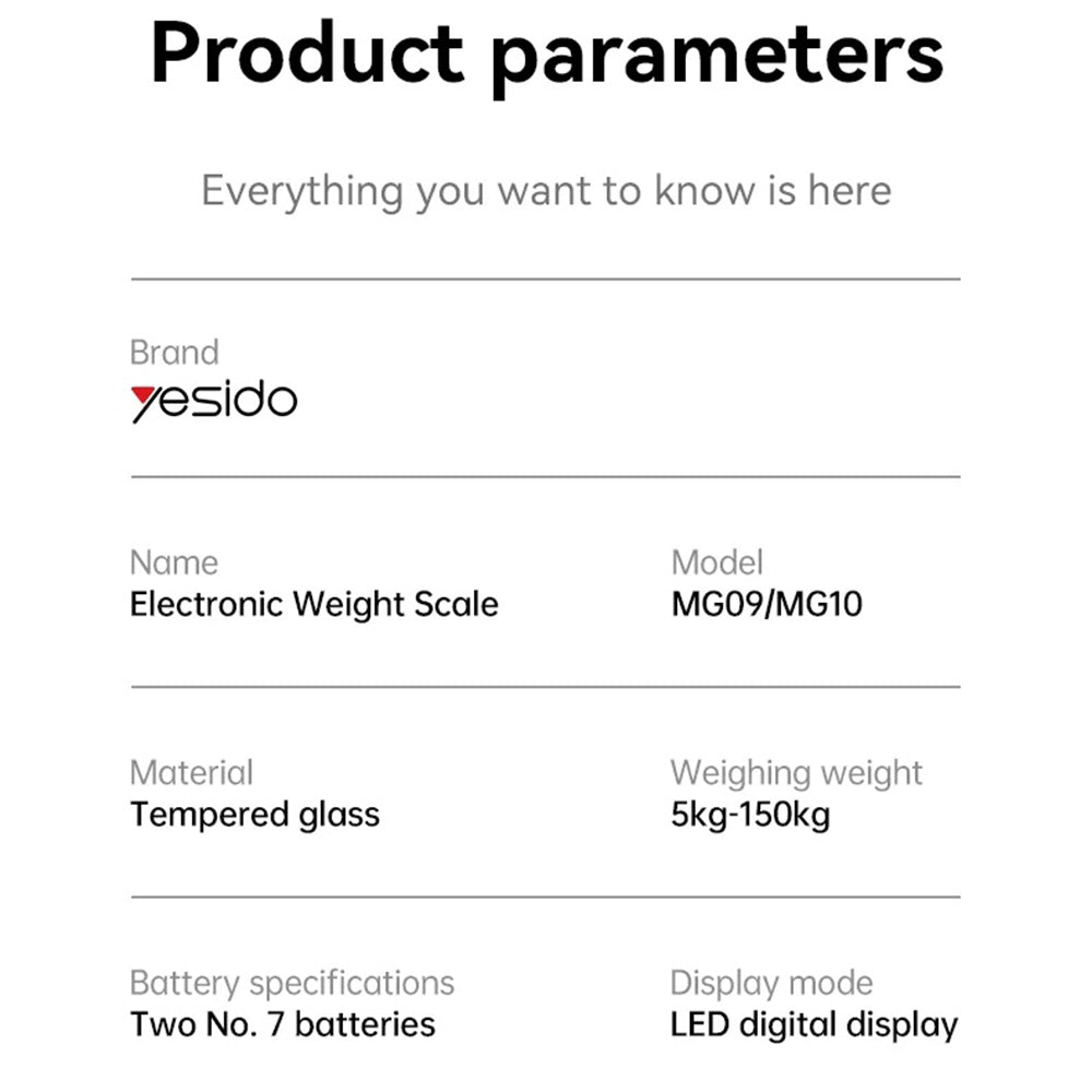 Ψηφιακή Ζυγαριά Yesido MG10, Μαύρη