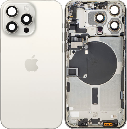 Κάλυμμα Μπαταρίας Apple iPhone 15 Pro Max, Με Μεσαία Θήκη, Λευκό (White Titanium), Swap