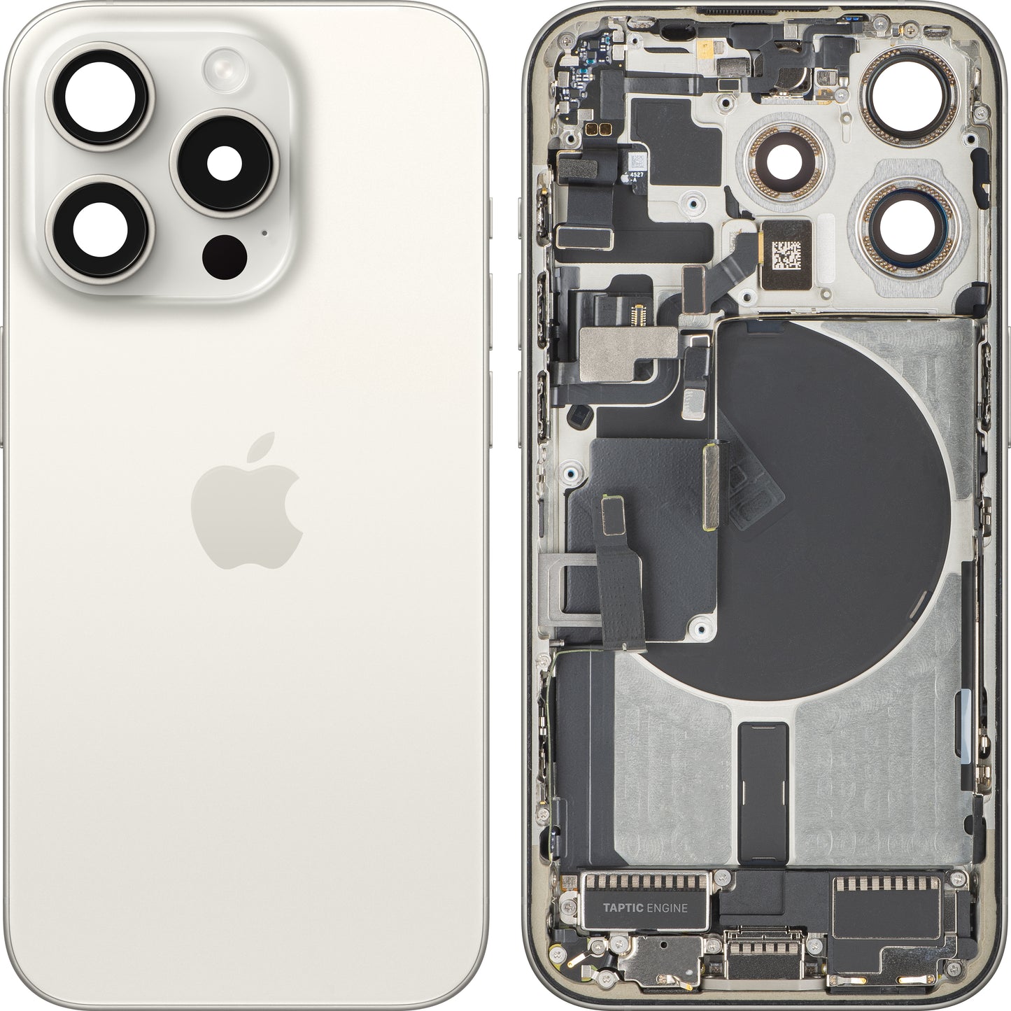 Κάλυμμα Μπαταρίας Apple iPhone 15 Pro, Με Μεσαίο Κέλυφος, Πλήρη Εξαρτήματα, Λευκό (White Titanium), Swap