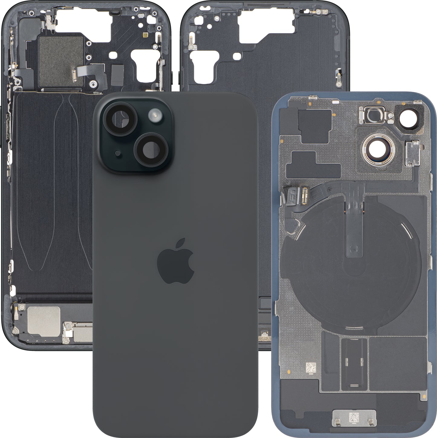 Κάλυμμα Μπαταρίας Apple iPhone 15, Με Μεσαίο Κέλυφος, Πλήρη Εξαρτήματα, Μαύρο, Swap