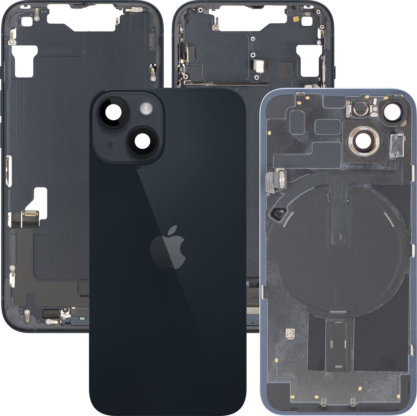 Apple iPhone 14 Battery Cover, With Middle Case, Full Parts, Black (Midnight), Swap