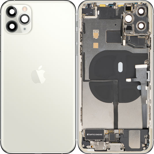 Πίσω Κάλυμμα Μπαταρίας Apple iPhone 11 Pro Max, Με Μεσαίο Πλαίσιο, Πλήρη Ανταλλακτικά, Ασημί (Ματ Ασημί), Premium Ανταλλαγή