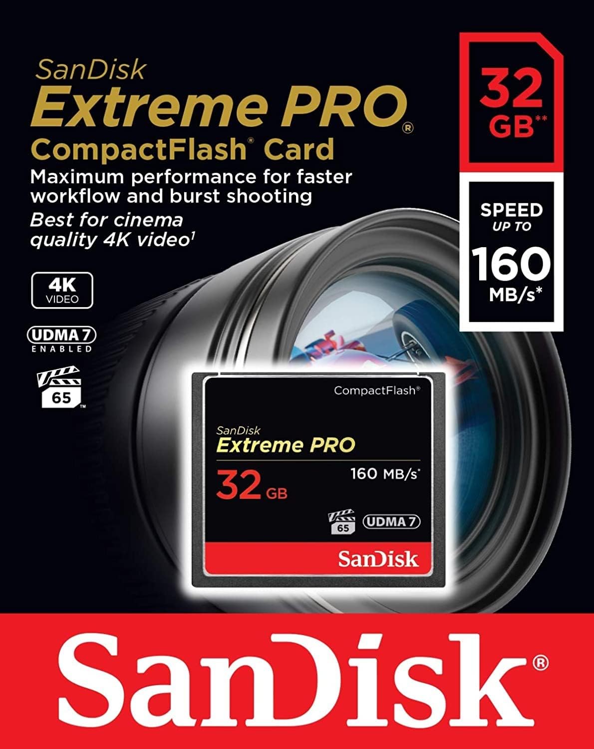 Κάρτα Μνήμης CompactFlash SanDisk Extreme Pro, 32Gb, UDMA 7 SDCFXPS-032G-X46